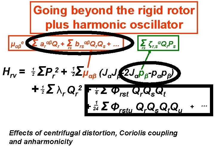 Going beyond the rigid rotor plus harmonic oscillator αβQ Q + … μαβe +