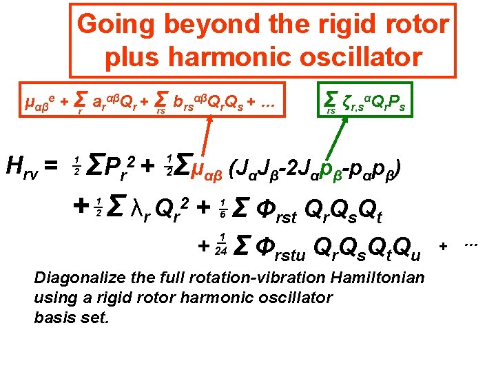 Going beyond the rigid rotor plus harmonic oscillator αβQ Q + … μαβe +