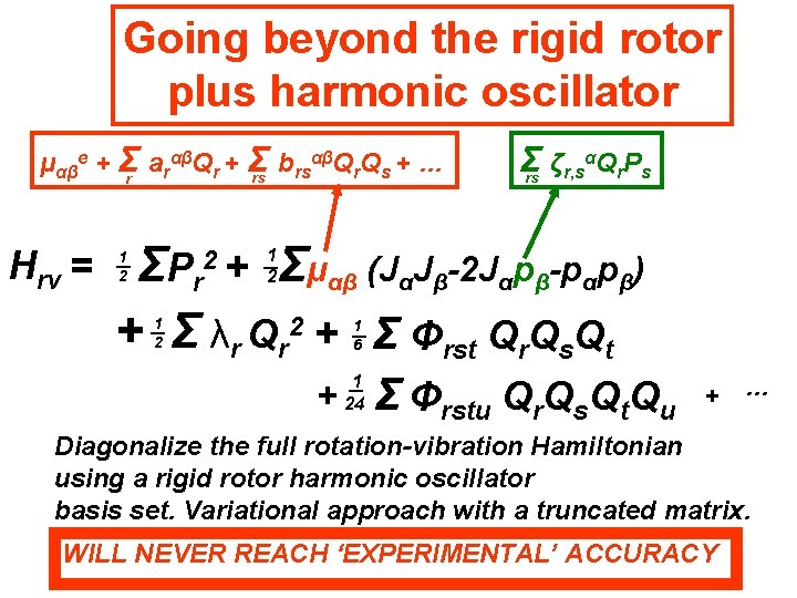 Going beyond the rigid rotor plus harmonic oscillator αβQ Q + … μαβe +