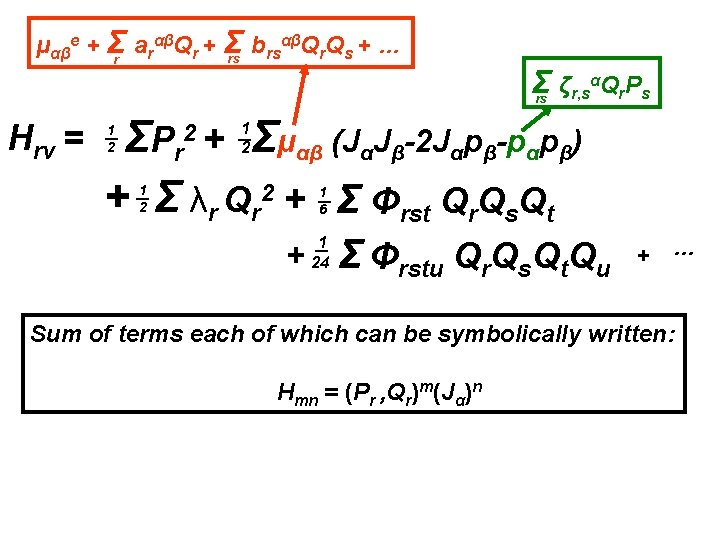 αβQ Q + … μαβe + Σr arαβQr + Σ b rs r s