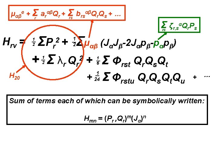 αβQ Q + … μαβe + Σr arαβQr + Σ b rs r s