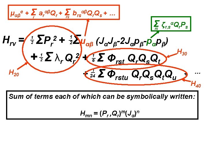 αβQ Q + … μαβe + Σr arαβQr + Σ b rs r s