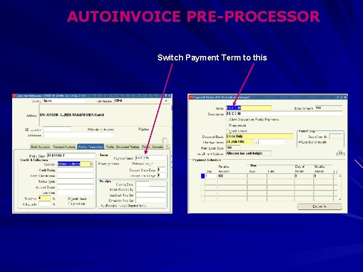 AUTOINVOICE PRE-PROCESSOR Switch Payment Term to this 