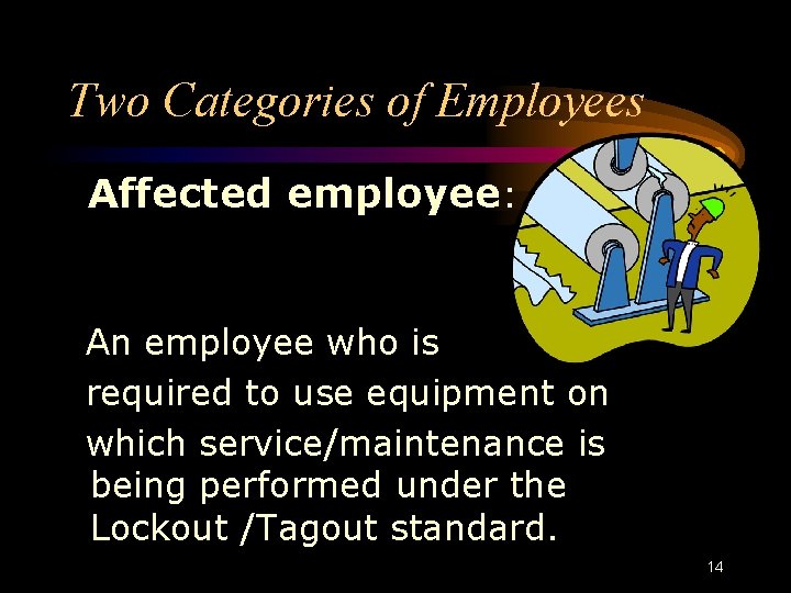 Two Categories of Employees Affected employee: An employee who is required to use equipment Two Categories of Employees Affected employee: An employee who is required to use equipment