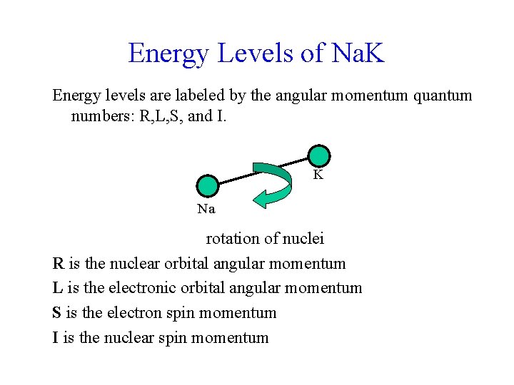 Energy Levels of Na. K Energy levels are labeled by the angular momentum quantum Energy Levels of Na. K Energy levels are labeled by the angular momentum quantum