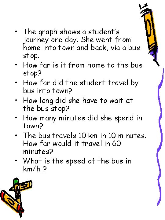  • The graph shows a student’s journey one day. She went from home