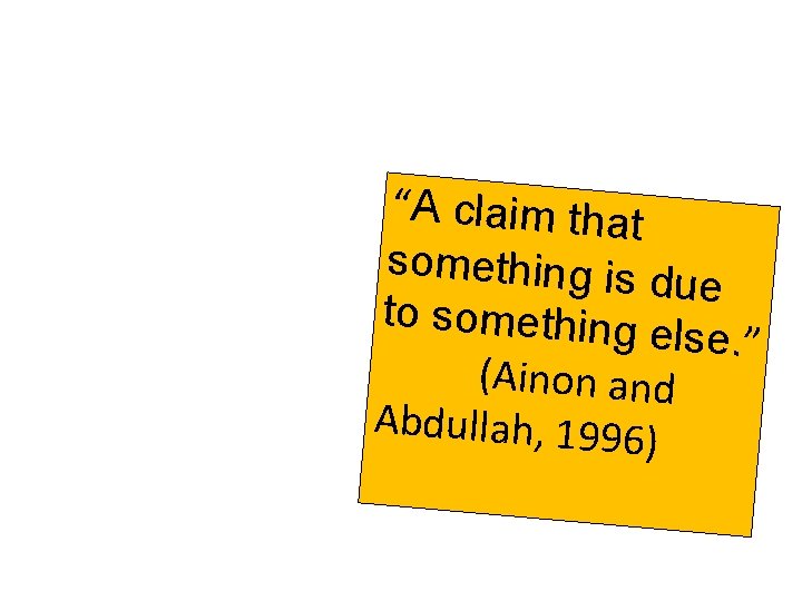 “A claim that something is due to something else. ” (Ainon and Abdullah, 1996