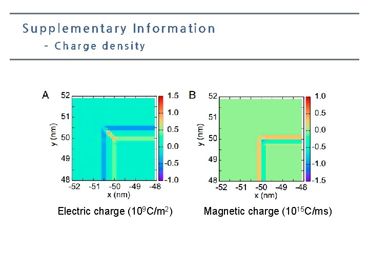 Supplementary Information – Charge density Electric charge (109 C/m 2) Magnetic charge (1015 C/ms)