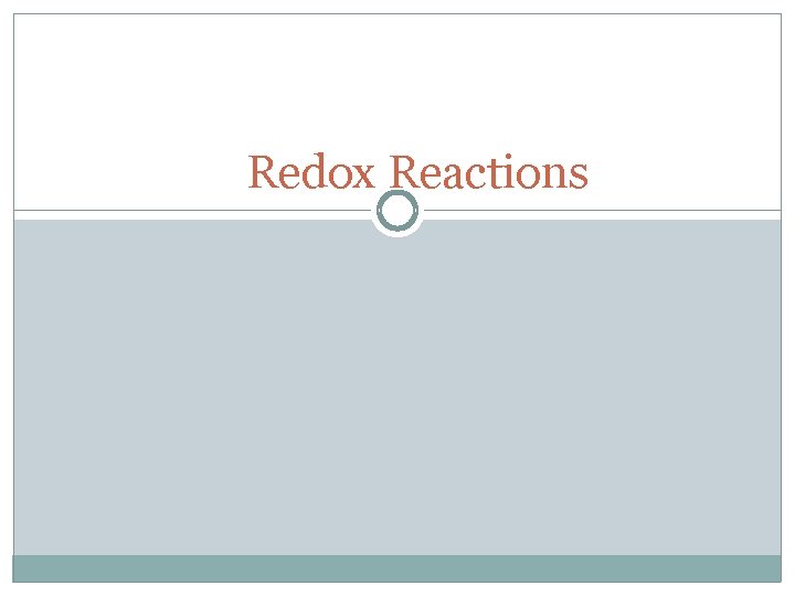 Redox Reactions 