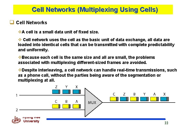 Cell Networks (Multiplexing Using Cells) q Cell Networks v. A cell is a small