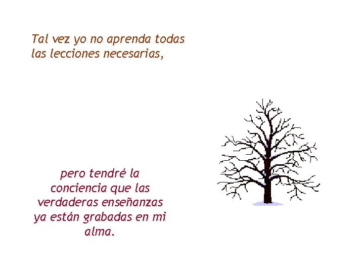Tal vez yo no aprenda todas lecciones necesarias, pero tendré la conciencia que las