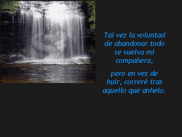 Tal vez la voluntad de abandonar todo se vuelva mi compañera, pero en vez