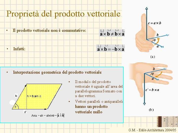 Proprietà del prodotto vettoriale • Il prodotto vettoriale non è commutativo: • Infatti: • Proprietà del prodotto vettoriale • Il prodotto vettoriale non è commutativo: • Infatti: •