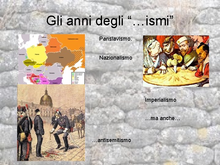 Gli anni degli “…ismi” Panslavismo. Nazionalismo Imperialismo …ma anche… …antisemitismo 