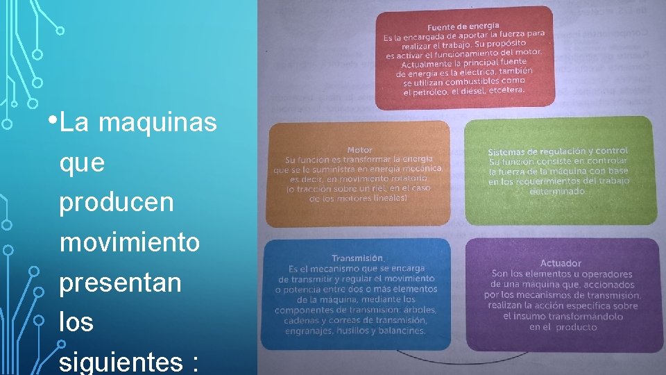 • La maquinas que producen movimiento presentan los siguientes : • La maquinas que producen movimiento presentan los siguientes :
