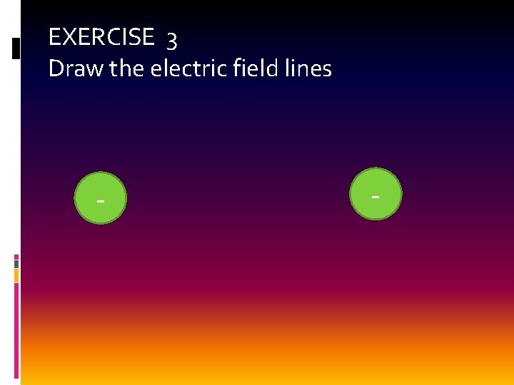 EXERCISE 3 Draw the electric field lines - - 