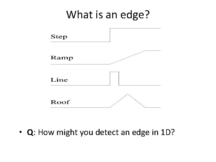 What is an edge? • Q: How might you detect an edge in 1