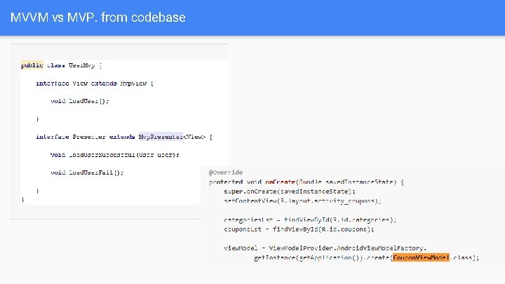MVVM vs MVP. from codebase 