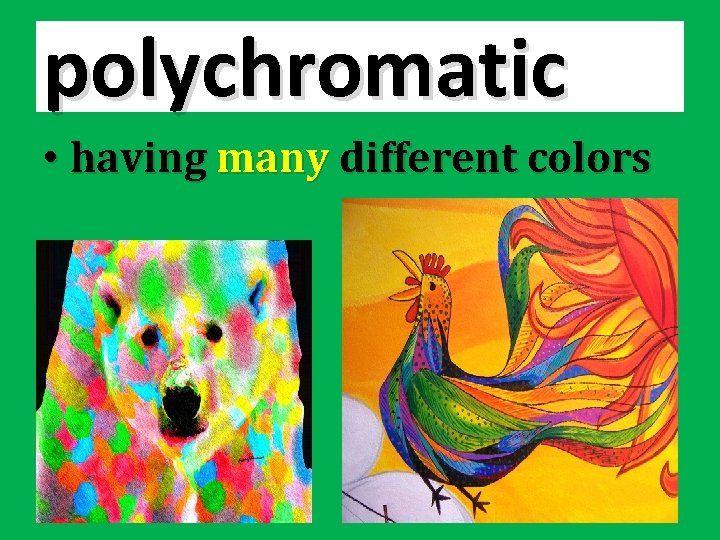 polychromatic • having many different colors 