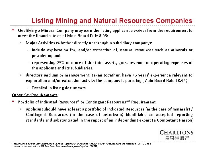 Listing Mining and Natural Resources Companies Qualifying a Mineral Company may earn the listing