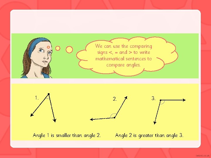 We can use the comparing signs <, = and > to write mathematical sentences