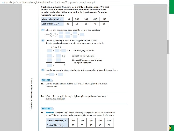 Using Slopes and Intercepts 