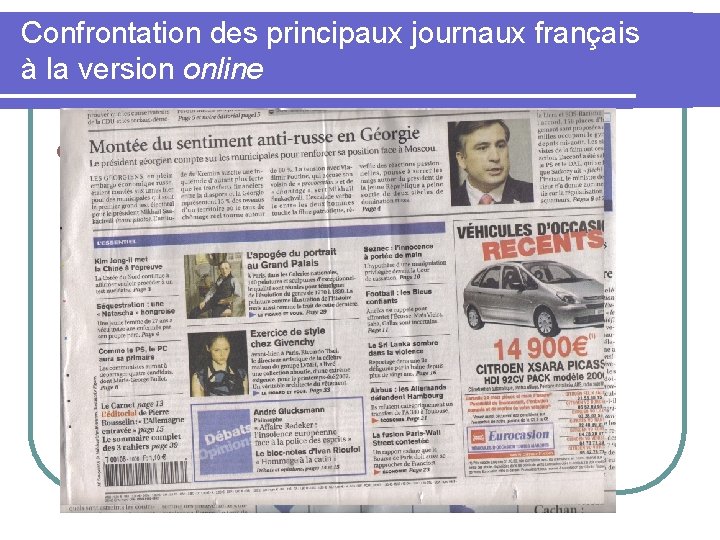 Confrontation des principaux journaux français à la version online l Le Figaro 6 Octobre