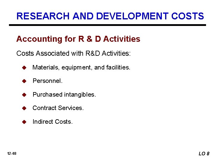 RESEARCH AND DEVELOPMENT COSTS Accounting for R & D Activities Costs Associated with R&D