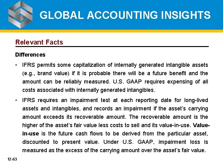 GLOBAL ACCOUNTING INSIGHTS Relevant Facts Differences • IFRS permits some capitalization of internally generated