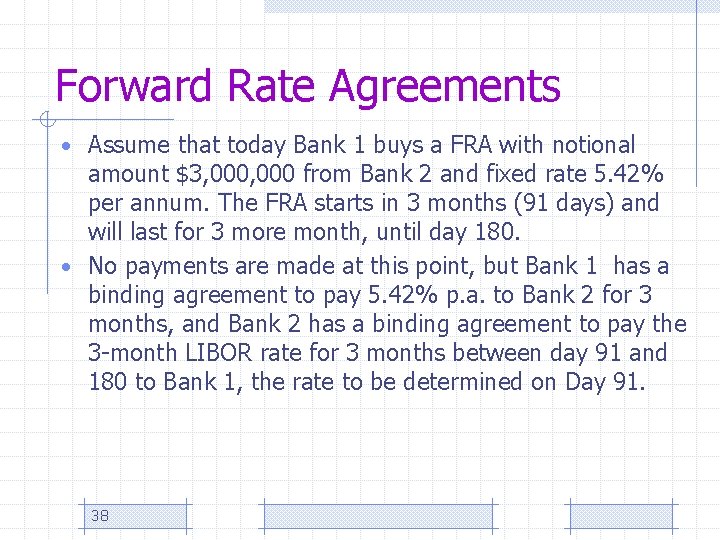 Forward Rate Agreements • Assume that today Bank 1 buys a FRA with notional
