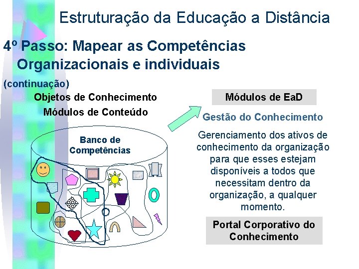 Estruturação da Educação a Distância 4º Passo: Mapear as Competências Organizacionais e individuais (continuação)
