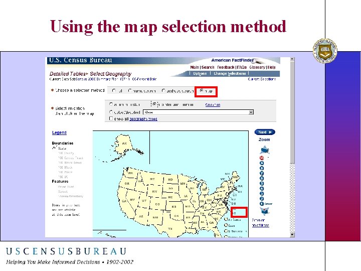 Using the map selection method 