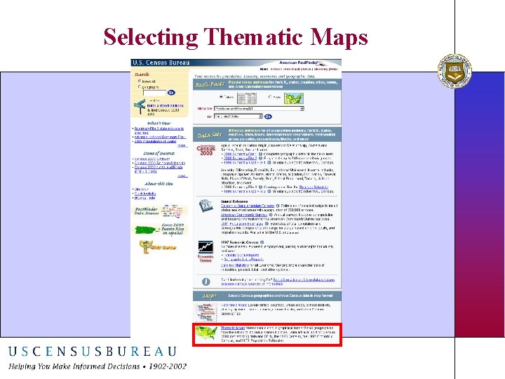 Selecting Thematic Maps Selecting Thematic Maps