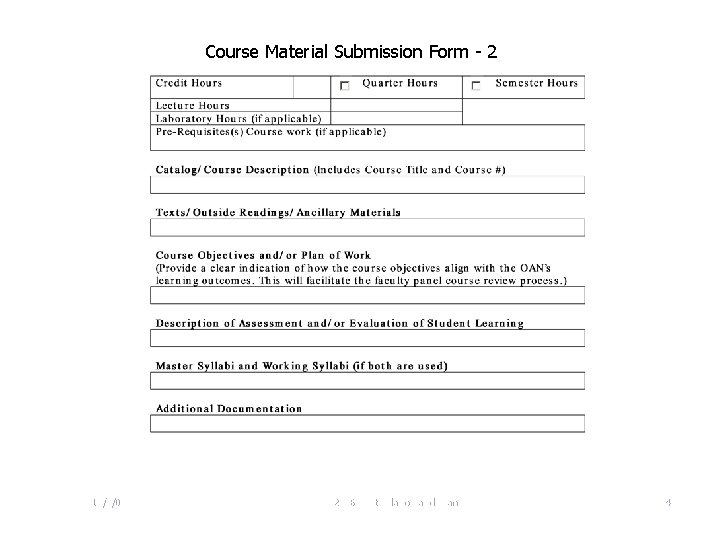 Course Material Submission Form - 2 11/2/06 OACRAO 2006 - Articulation and Transfer 44