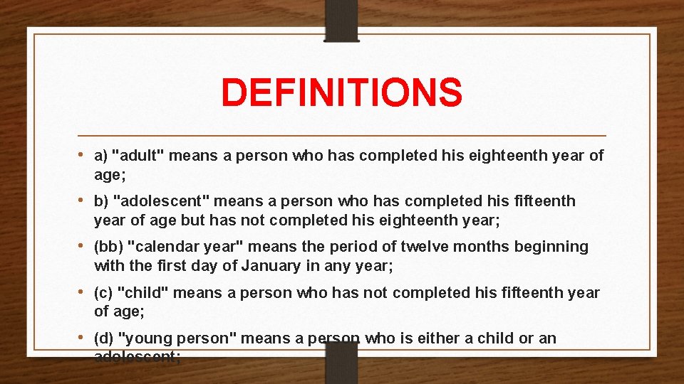 DEFINITIONS • a) "adult" means a person who has completed his eighteenth year of DEFINITIONS • a) "adult" means a person who has completed his eighteenth year of