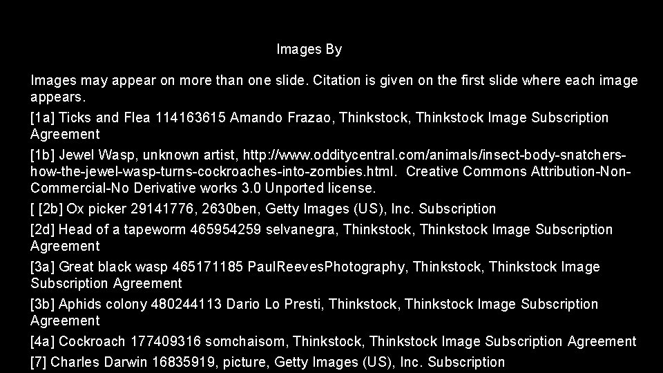 Images By Images may appear on more than one slide. Citation is given on