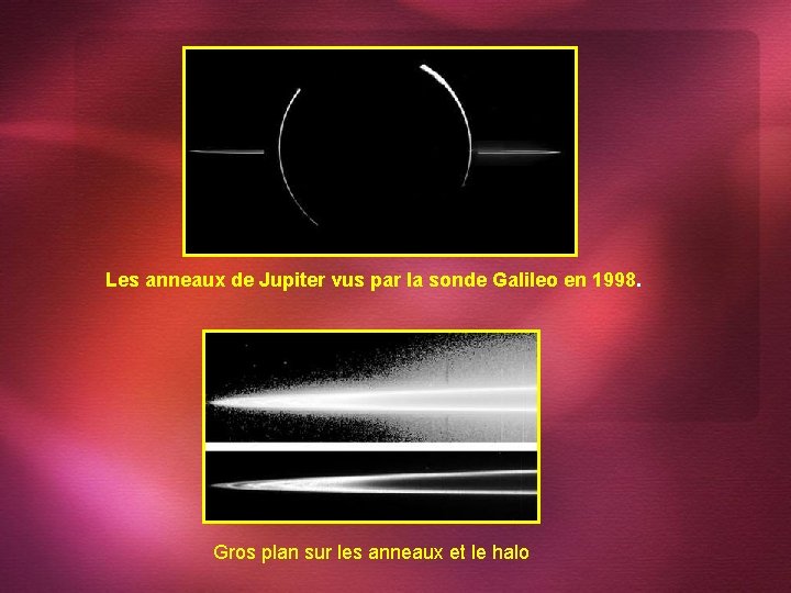 Les anneaux de Jupiter vus par la sonde Galileo en 1998. Gros plan sur