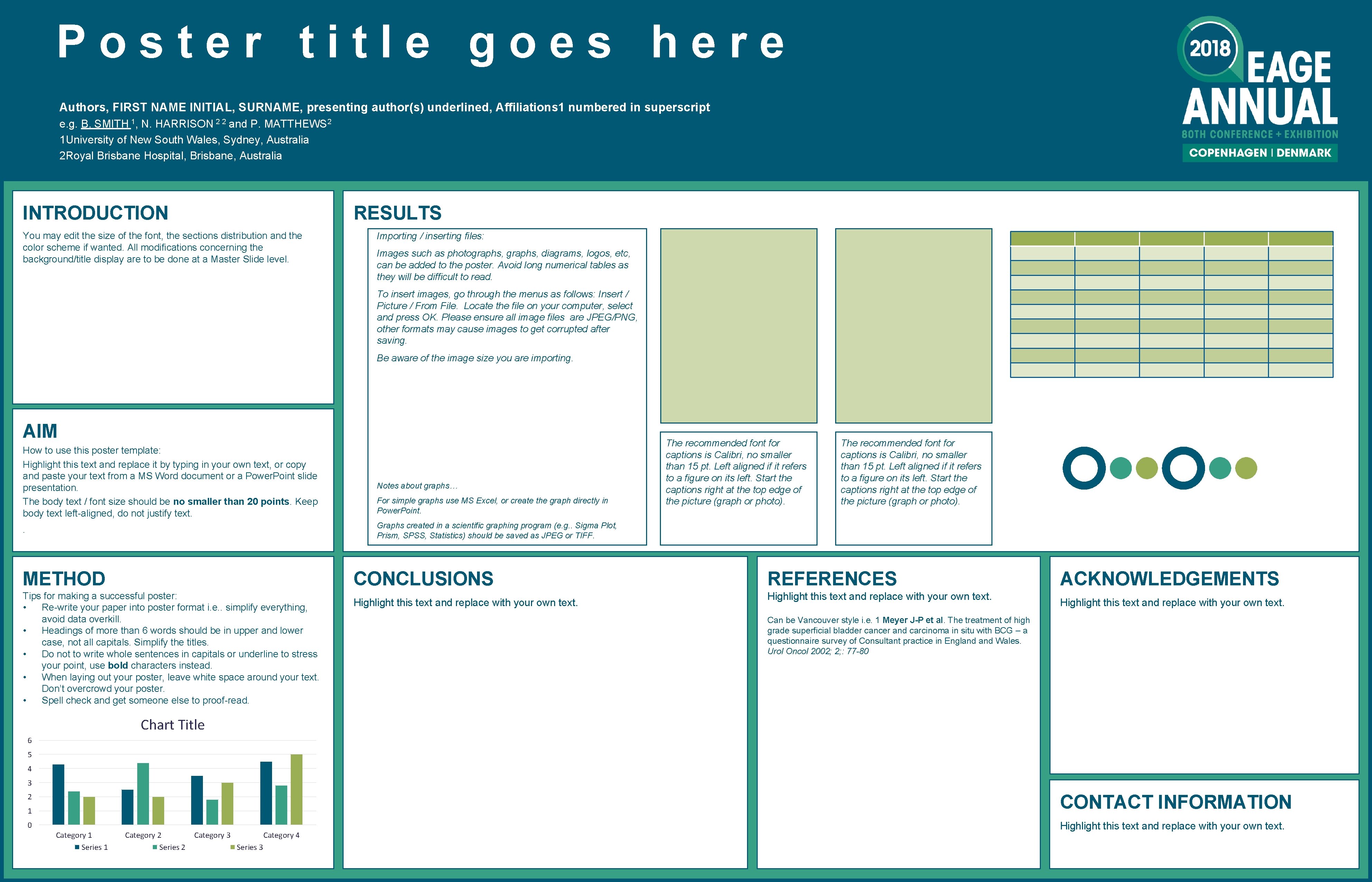 Poster title goes here Authors, FIRST NAME INITIAL, SURNAME, presenting author(s) underlined, Affiliations 1 Poster title goes here Authors, FIRST NAME INITIAL, SURNAME, presenting author(s) underlined, Affiliations 1