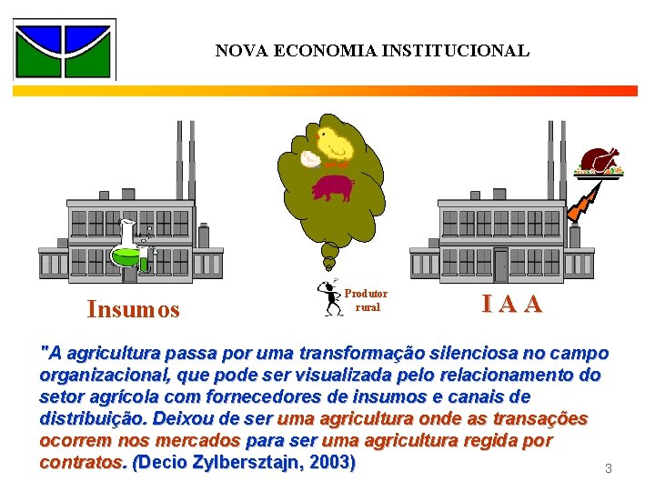 NOVA ECONOMIA INSTITUCIONAL Insumos Produtor rural IAA "A agricultura passa por uma transformação silenciosa