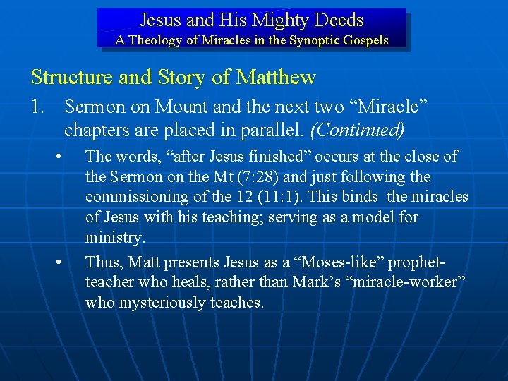 Jesus and His Mighty Deeds A Theology of Miracles in the Synoptic Gospels Structure