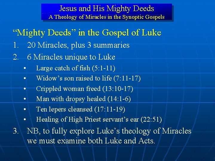 Jesus and His Mighty Deeds A Theology of Miracles in the Synoptic Gospels “Mighty