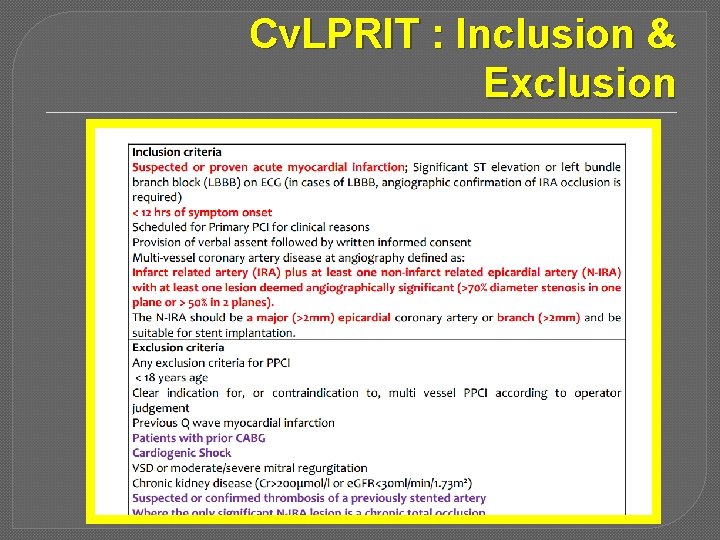 Cv. LPRIT : Inclusion & Exclusion 