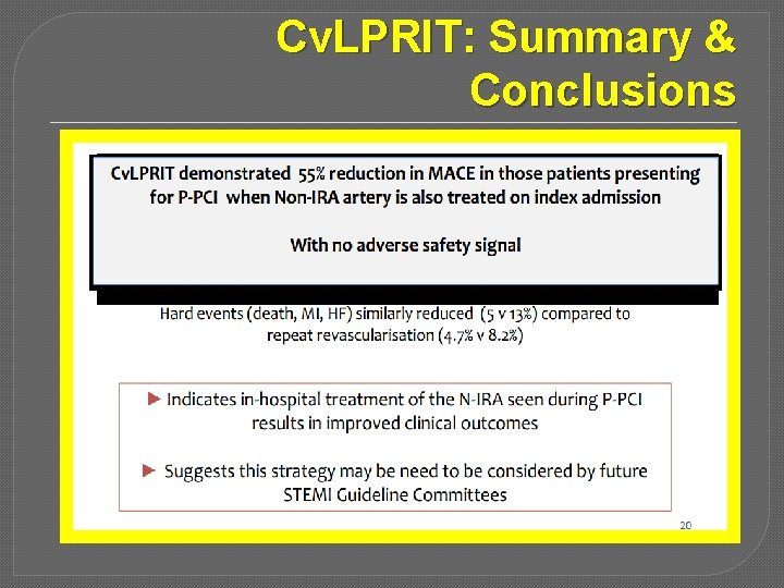 Cv. LPRIT: Summary & Conclusions 