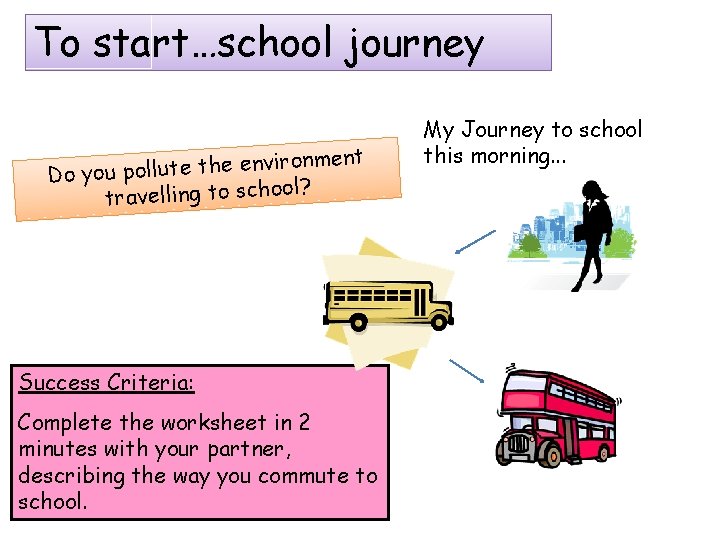 To start…school journey ironment v n e e h t e t u ll