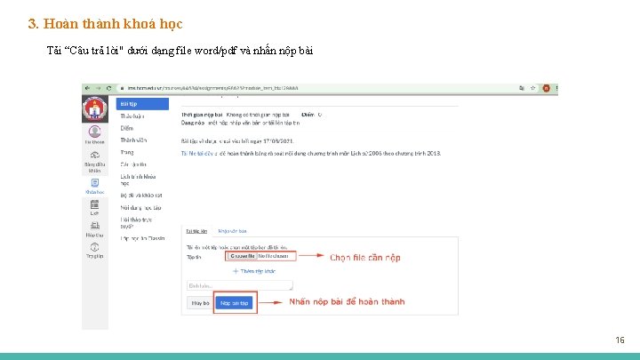 3. Hoàn thành khoá học Tải “Câu trả lời" dưới dạng file word/pdf và