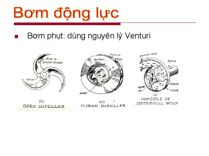 n Bơm phụt: dùng nguyên lý Venturi 