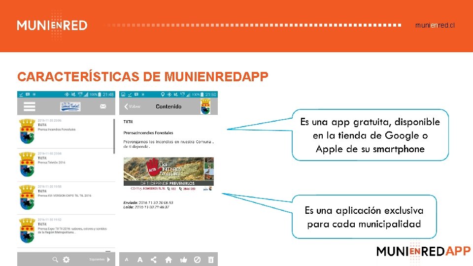 munienred. cl CARACTERÍSTICAS DE MUNIENREDAPP 