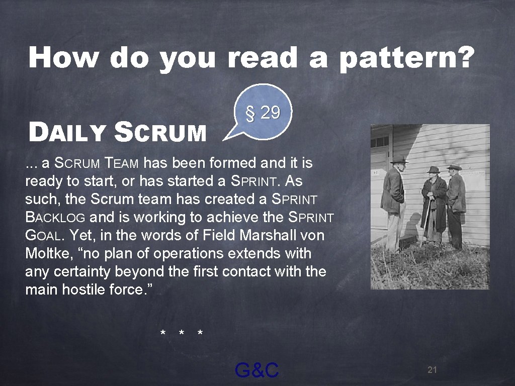 How do you read a pattern? DAILY SCRUM § 29 . . . a