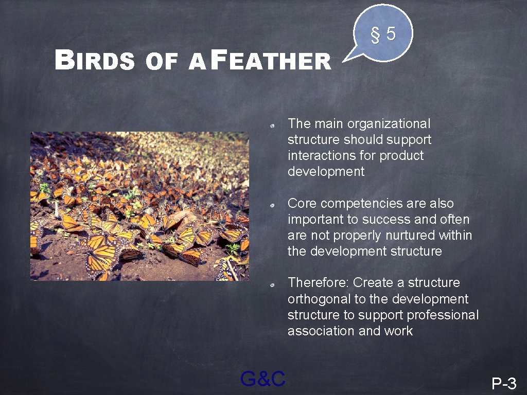 BIRDS OF A FEATHER § 5 The main organizational structure should support interactions for