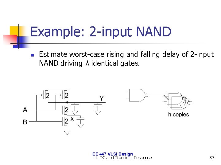 Example: 2 -input NAND n Estimate worst-case rising and falling delay of 2 -input